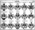 Wappen der zur elsässischen Ritterschaft und Ministerialen der Abtei Murbach gehörigen von Hungerstein und von Ongersheim im Siebmacher, Edition um 1701–1705