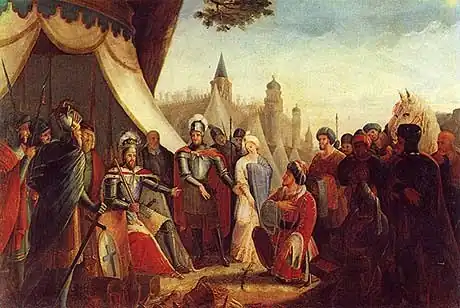 Die Belagerung von Lissabon, Historiengemälde von Joaquim Rodrigues Braga, 1840
