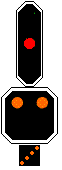 Hauptsignal mit Vorsignal und Hilfssignal (zu unterst) Typ L