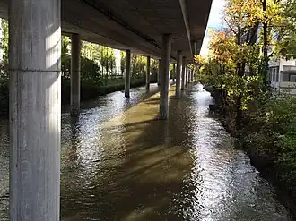 Sihl und Sihlhochstrasse in Zürich-Brunau