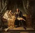 Johan de Witt besucht seinen Bruder Cornelis im Gefängnis, gemalt von Simon Opzoomer (1843)