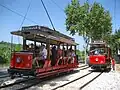 Triebwagen 6 und 1 in der Ausweiche Galamares