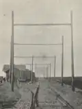 Portalmasten mit Doppelfahrleitung in Slapy (1903)