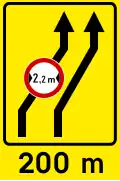 linke Spur für Fahrzeuge bis max. 2,2 m Breite
