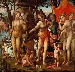 Die drei Parzen; in der Mitte Morta mit der Schere, (Sodoma)