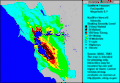 Erschütterung bei einem potentiellen Erdbeben der Südlichen Hayward-Verwerfung. Magnitude 6,7