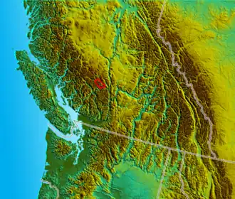 Lage der Bendor Range in British Columbia