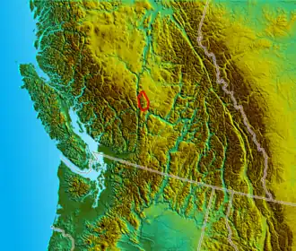Lage der Marble Range in British Columbia