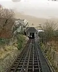 Blick von der Berg- auf die Talstation