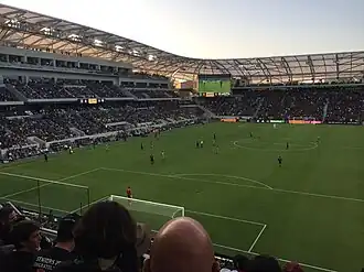 Blick auf die Nord- und Westseite beim Spiel Los Angeles FC gegen die Seattle Sounders am 30. April 2018