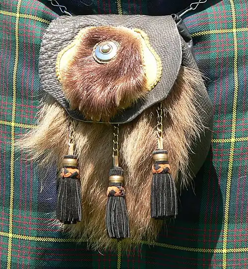 Ein Sporran, pelzbesetzte Tasche der schottischen Männertracht