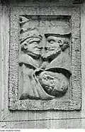Spottbild Papst, Kaiser und Luther im Innenhof, von 1535
