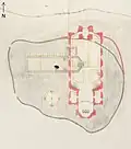 Grundriss der alten Kirche und Neubau-Idee