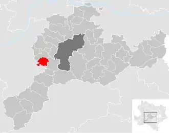 Lage der Gemeinde St. Margarethen an der Sierning im Bezirk St. Pölten (anklickbare Karte)