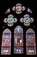 Die armen Seelen im Fegefeuer werden durch das fürbittende Gebet der heiligen Maria und des heiligen Johannes des Täufers sowie durch das Messopfer der Priester in den Himmel zur Heiligsten Dreifaltigkeit erhoben