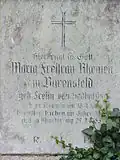 Grabstein für Maria von Rhemen zu Barensfeld an der St.-Anna-Kapelle in Ering