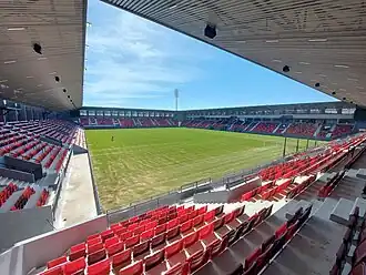 Blick in das Dubočica-Stadion (März 2023)