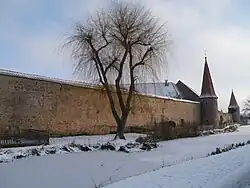 Stadtmauer in Merkendorf im Winter