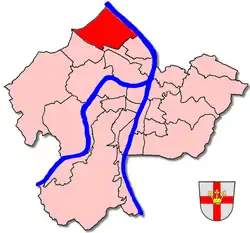 Lage des Stadtteils Koblenz-Kesselheim