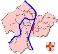 Lage des Stadtteils Koblenz-Pfaffendorf