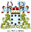 Wappen der russischen Barone Stael von Holstein (Estländische Linie) von 1869/70 im Baltischen Wappenbuch