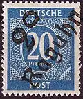 MiNr. I L, 20 Pfg. Postamt 20