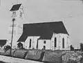 Südansicht 1914: Gebäudeteile links des Turms fehlen noch.