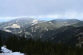 Blick vom Scherzberg über die Turneralm im engeren Sinne und den Steinplan (links)