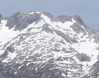 Der Steinschartenkopf von Süden zwischen Kleiner Steinscharte und Socktalscharte
