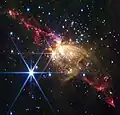 sowie das gigantische Herbig-Haro-Objekt im Stern­entstehungs­gebiet Sh2-284, dessen Jets eine Ausdehnung von 8 Lichtjahre haben