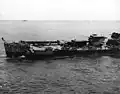 Das Heck der Houston nach dem Torpedotreffer