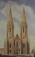 Stift Klosterneuburg, Entwurf zur Rekonstruktion der Klosterkirchenfassade im 19. Jahrhundert