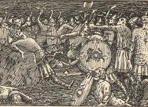 Schlacht von Stiklestad, aus Snorri Sturlusons Heimskringla