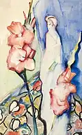 Stilleven met Chinese sculptuur en bloemen, 1925