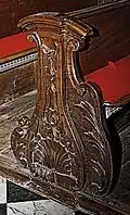 Wange einer Kirchenbank