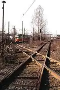 Niveaugleiche Kreuzung mit einem Gütergleis, 1991