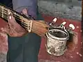 Gitarrist mit Sammelbüchse in Guanajuato, Mexiko
