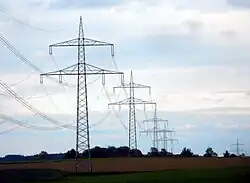 Für 220 und 380&nbsp;kV ausgelegte, mit Donaumasten ausgerüstete Hochspannungsleitung in Deutschland