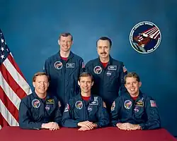 v. l. n. r. Richard Richards, Mark Brown, Brewster Shaw, James Adamson, David Leestma