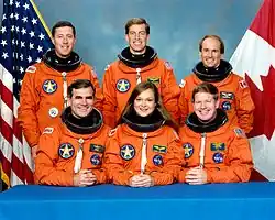 v. l. n. r. Vorne: Charles Veach, Tamara Jernigan, William Shepherd Hinten: Michael Baker, James Wetherbee, Steven MacLean