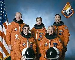 v. l. n. r. Charles Gemar, Andrew Allen, Marsha Ivins, John Casper, Pierre Thuot