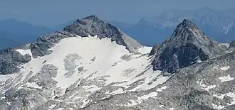 Stubacher Sonnblick, Prägratkees, Granatscharte, Sonnblickkees und Granatspitze (von Süden und von links nach rechts)