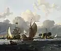 Holländische Jacht vor dem Wind in einem Hafen, National Maritime Museum, Greenwich