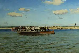 Eine Fähre über den Dnepr, Anfang 20. Jahrhundert, Nationales Kunstmuseum der Ukraine, Kiew