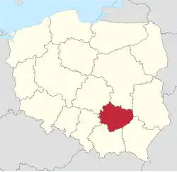 Lage der Woiwodschaft Heiligkreuz in Polen