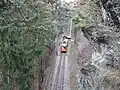 Der ehemalige Bielefelder Triebwagen 51 in der Haltestelle Schönruh