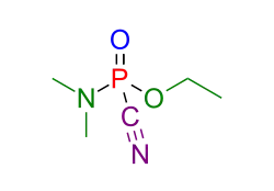 Tabun (vereinfachte Strukturformel ohne Berücksichtigung der Stereochemie am Phosphoratom)