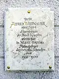 Weidlehaus in Kempten (Tafel mit Details zu Alfred Weitnauer)