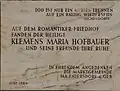 Gedenktafel am Romantikerfriedhof in Maria Enzersdorf, Niederösterreich