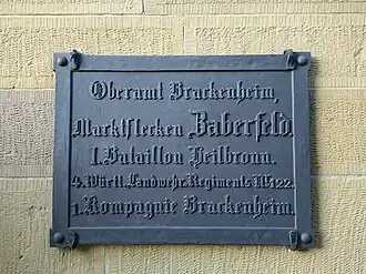 Am Rathaus angebrachte Ortstafel in Zaberfeld, Landkreis Heilbronn.
